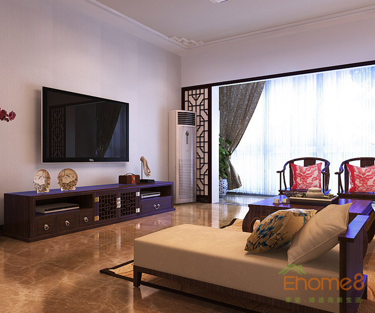 160㎡躍層中式風(fēng)格客廳沙發(fā)裝修效果圖