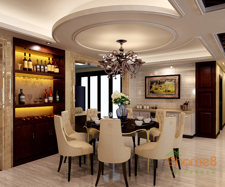 158㎡四房兩廳法式風(fēng)格餐廳裝修效果圖.jpg
