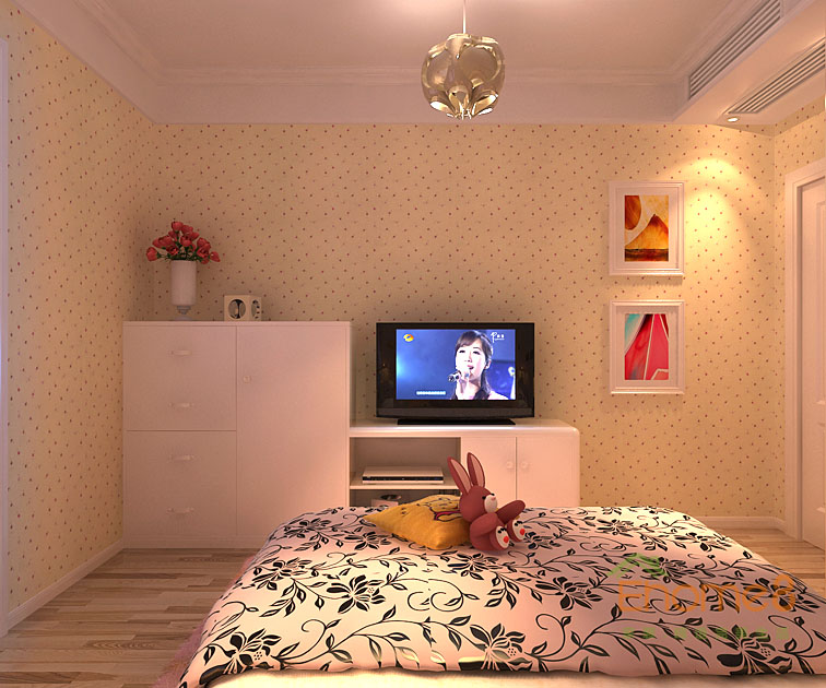 158㎡四房兩廳法式風(fēng)格女孩房電視裝修效果圖.jpg