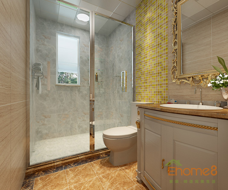 99㎡三房一廳歐式地中海風格衛生間裝修效果圖