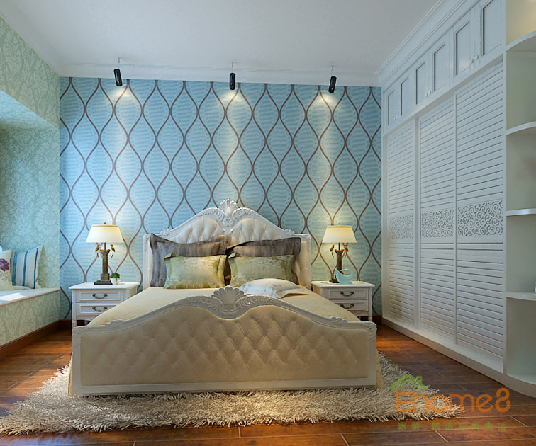 99㎡三房一廳歐式地中海風格主人房裝修效果圖