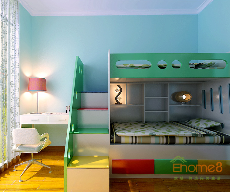 102㎡三房一廳法式風格兒童房裝修效果圖