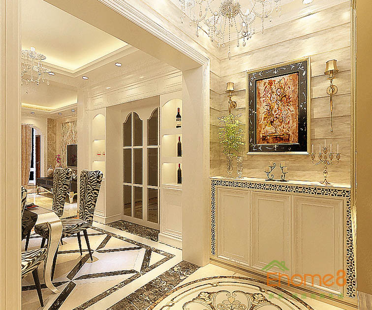 98㎡三房一廳歐式風格入戶玄關裝修效果圖