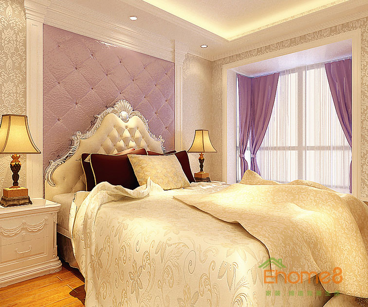 98㎡三房一廳歐式風格主人房裝修效果圖