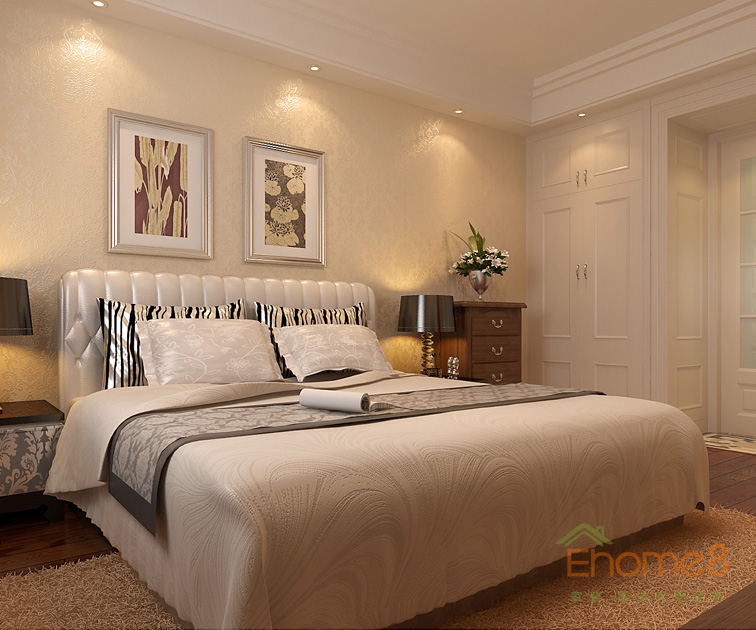 80㎡兩房一廳中西結合風格主臥裝修效果圖