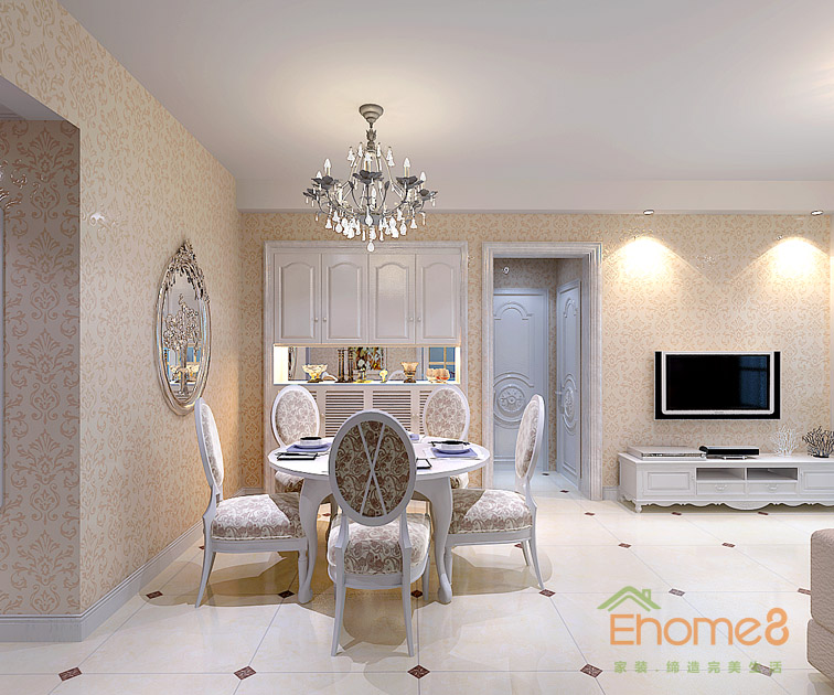 71㎡兩房一廳歐式風格餐廳裝修效果圖