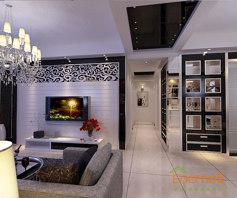 72㎡兩房一廳法式風(fēng)格客廳過道裝修效果圖61