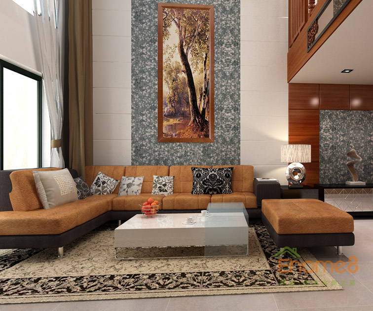 172㎡躍層法式風格客廳背景墻裝修效果圖