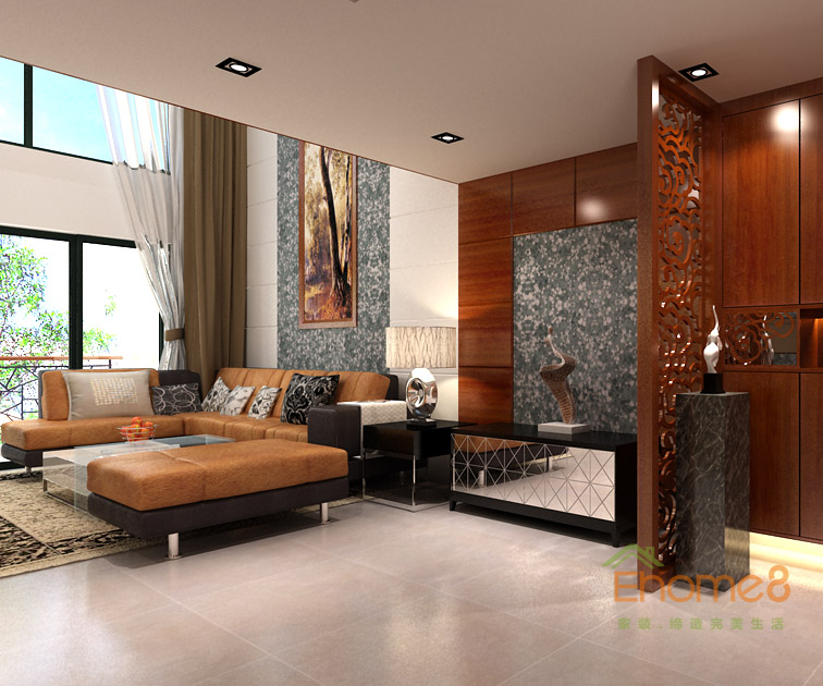 172㎡躍層法式風格客廳全景裝修效果圖