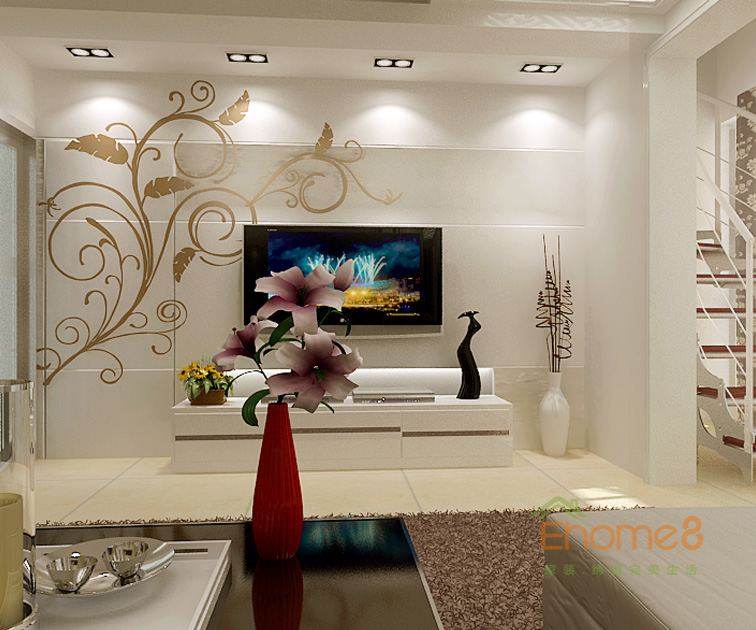 132㎡四房一廳歐式風格客廳背景墻裝修效果圖