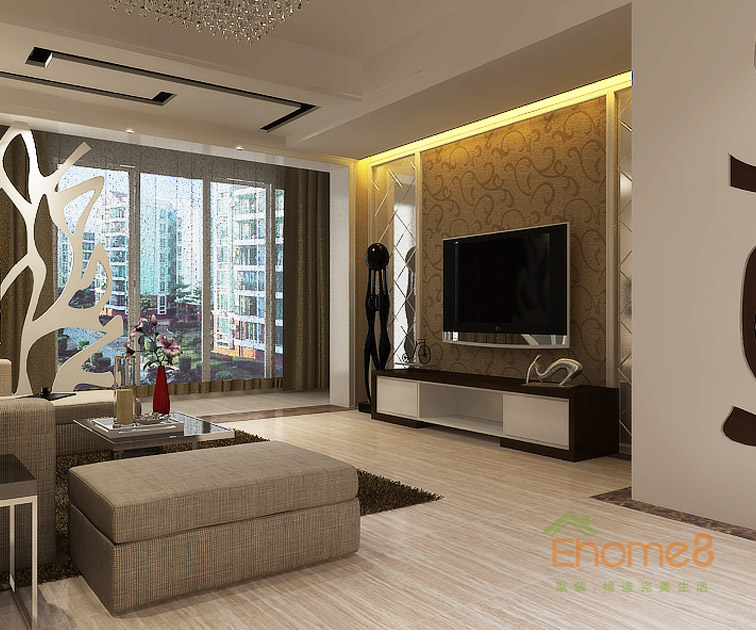 95㎡三房一廳法式風格客廳過道裝修效果圖