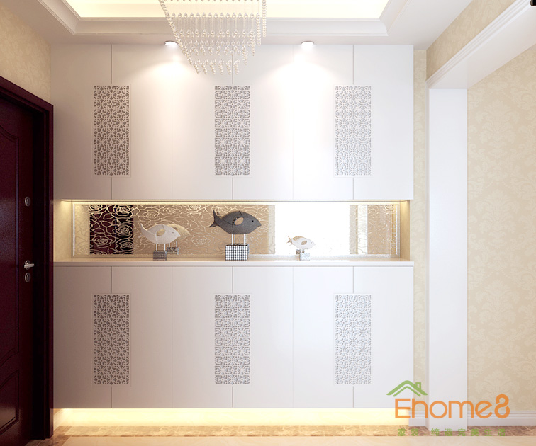 105㎡三房一廳歐式風(fēng)格入戶玄關(guān)裝修效果圖